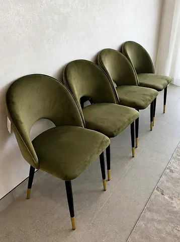Green Olive Velvet Dining Chairs x 8