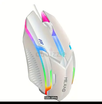 Milang White Wired RGB Gaming Mouse