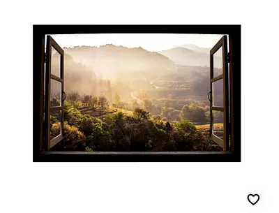 Large Framed Wall Art - Scenic Open Window Landscape Print