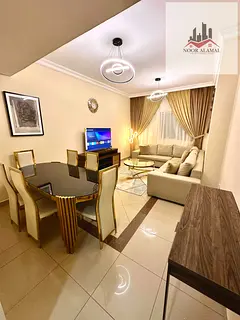 Super deluxe furnished 3-bedroom apartment with a living room in Al Taawun | 7,500, including intern