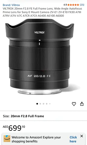 Viltrox 20-f2.8 lens E mount one of the best sharp fast autofocus lens the condition is new