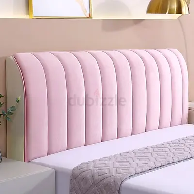 Pink Velvet Upholstered Channel-Tufted Headboard (Queen/Double) - Soft Pastel