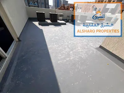 rand new building, first occupancy Two bedrooms, living room, and a large roof terrace Al Jurf 3 Near the Chinese Market New finishes 3 bathrooms Mas