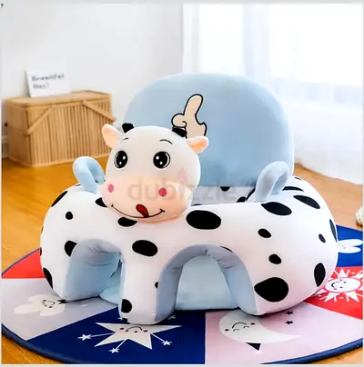 Plush Baby Floor Seat with Cow Design - Soft Support Seat