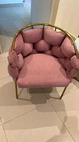 Pink Velvet Accent Armchair with Gold Frame