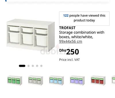 IKEA TROFAST storage combination with 3 boxes, white, 99x44x56 cm