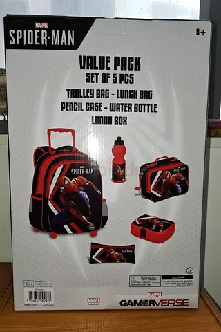 Spider-Man 5-piece Kids Value Pack — Trolley Bag, Lunch Bag, Pencil Case, Bottle & Lunchbox