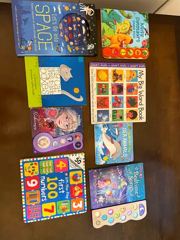 Collection of 8 Children’s Sound and Board Books – Numbers, Space, Animals, Songs, Frozen