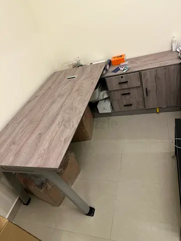 Beautiful L Shaped Office Table with inbuilt Cabinets