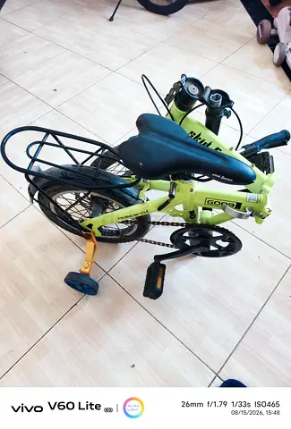 Kids folding bicycle with training wheels - used