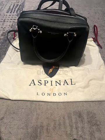 Black Aspinal of London leather handbag with dust bag