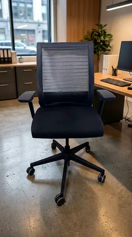 Black Steel Case ergonomic office chair with mesh back — good condition