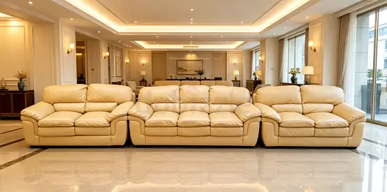 SOFA LEATHER BEIGE 3+2+2