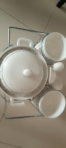Ceramic Soup Set with Metal Stand - 6 Pieces