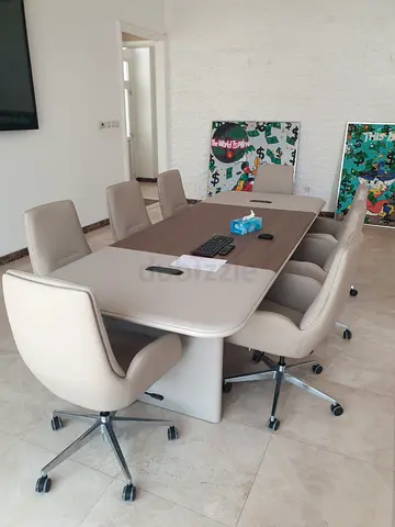 Modern 6-Seater Conference Table with Upholstered Swivel Chairs - Excellent Condition