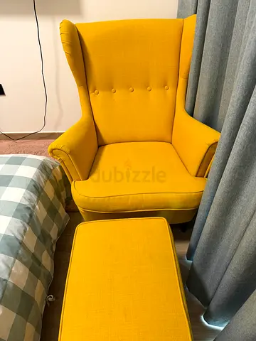 IKEA STRANDMON Arm Chair with foot stool