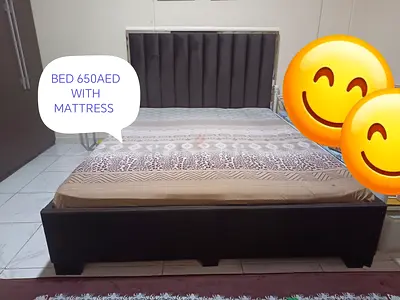 URGENTLY WANT TO SELL!!! Queen/King size upholstered bed with mattress(160x210cm) price can be less.