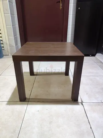 Simple square wooden side table / bedside table - dark brown