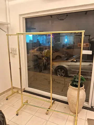 Dress stand Gold Metal Double Rail Clothing Rack on Wheels