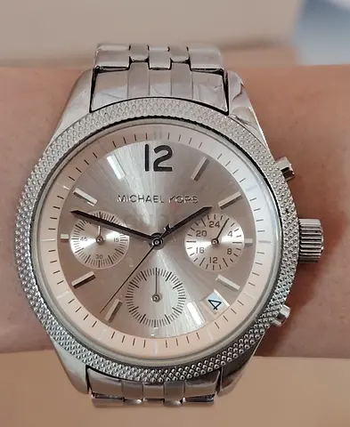 Michael Kors silver men's chronograph watch, good working condition