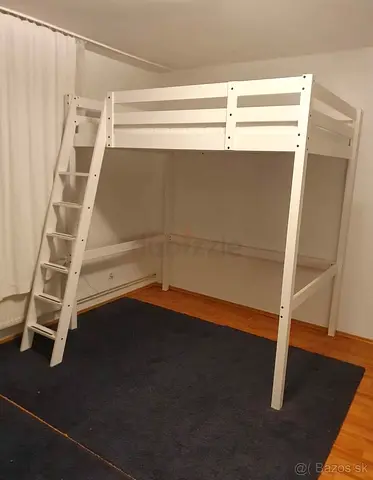 IKEA Queen size White wooden loft bed with ladder - good condition With free home delivery
