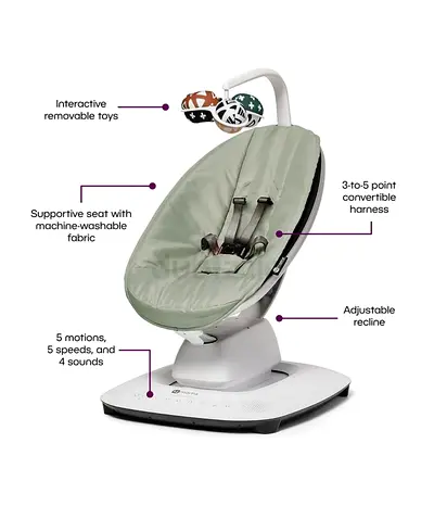 4moms MamaRoo Baby Swing/Rocker - Adjustable Recline & Sounds (Green)