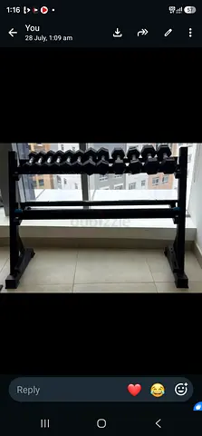 Set of Hex Dumbbells with Rack - Good Condition