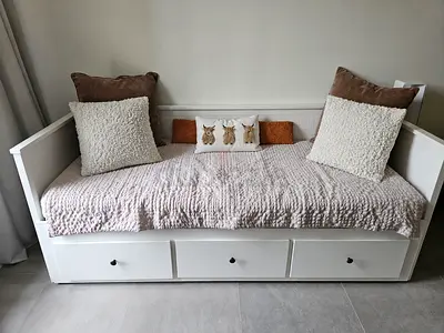 White wooden daybed with 3 storage drawers- IKEA