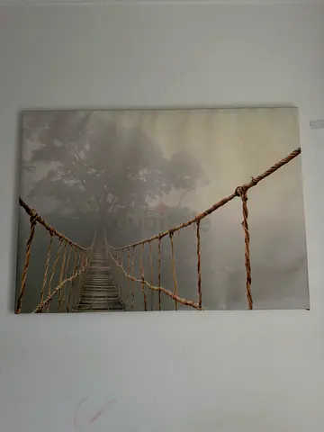 IKEA Canvas Wall Art: Misty Rope Bridge Photograph