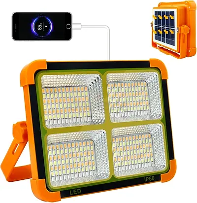 Portable Solar LED Floodlight with USB Phone Charger - IP66