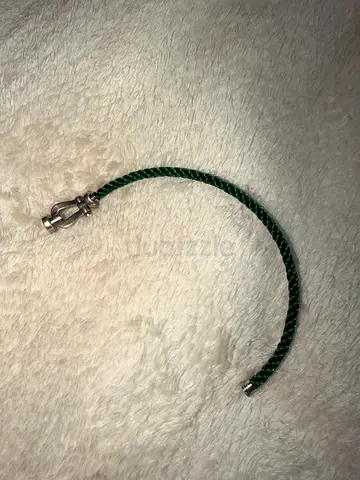 FRED Force 10 Bracelet — 18K White Gold Clasp (AU750) + Green Braided Steel Cable