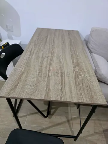 Wooden dining/office table with metal frame - light oak finish