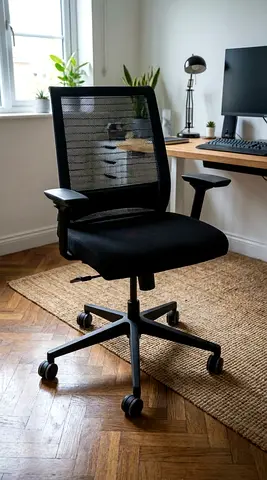 Black Steel Case ergonomic mesh office chair with adjustable arms