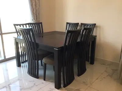 Wooden Square Dining Table with 8 Chairs