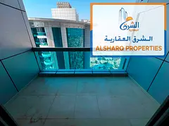One-bedroom apartment for annual rent in Corniche Towers - Ajman, with a direct sea view of the Corn