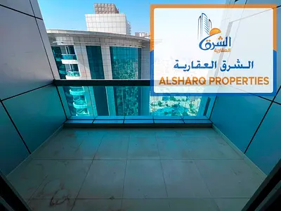 One-bedroom apartment for annual rent in Corniche Towers - Ajman, with a direct sea view of the Corniche.