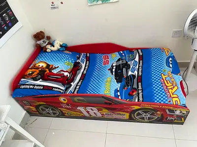 Kids Lightning Car Toddler Bed with Mattress - Good Condition