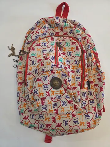 Original Kipling Colorful Monkey Print Backpack – Excellent Condition