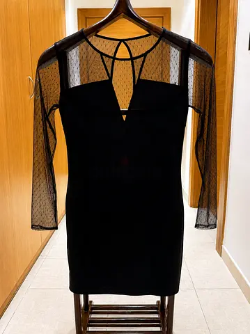 Mango Black Velvet & Tulle Dress – Size 10