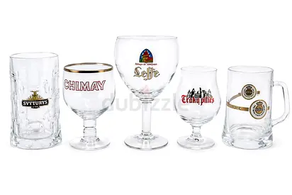 Set of 4 Branded Beer Glasses (Chimay, Leffe, Svyturys)