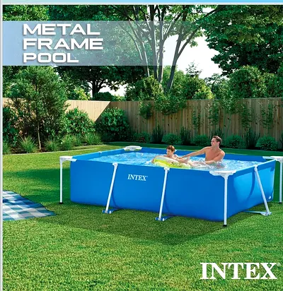Intex Metal Frame Above-Ground Family Pool (Rectangular) - Good Condition