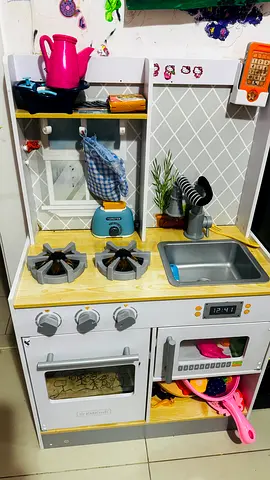 Wooden Play Kitchen Set with Oven, Sink and Accessories - Good Condition