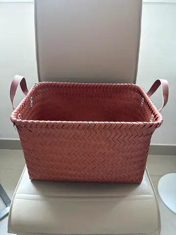 Woven Storage Basket with Handles - Light Brown