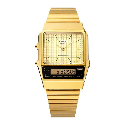 Casio AQ-800EG-9ADF Vintage Dual Display Gold Tone Quartz Watch - Unisex