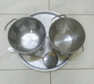 Stainless Steel Colander and Tray Set