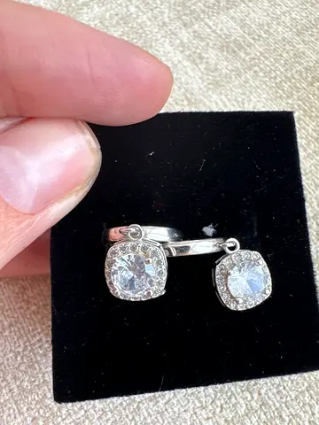 Silver Halo Crystal Hoop Earrings