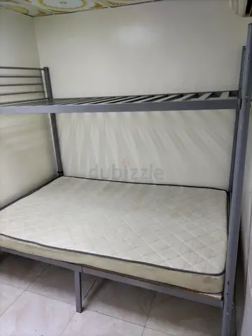 Heavy duty Metal Bunk Bed with Double Mattress - Sturdy Grey Frame