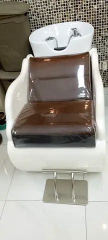 Used salon shampoo backwash unit with reclining chair and ceramic basin