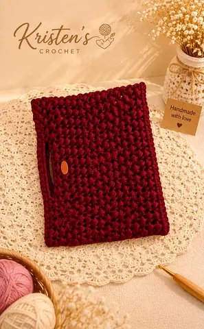Handmade Maroon Crochet Tote Bag - Medium Size