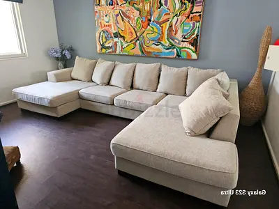 The One Kingston U Shape Sofa Beige Excellent Condition